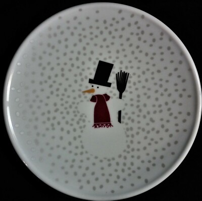 NWT Bodum Snowman Salad Plate - White with Gold Dots - 8.62'' Diameter 