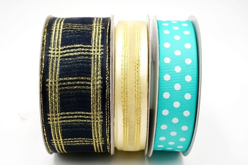 Valentines Day SALE! 7/8 & 3/8x25YD+ 1/2" 20YD Fancy Metallic Stripe Ribbon set - Picture 3 of 3