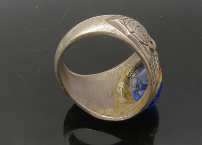 925 Silver Vintage Antique Blue Stone US Air Force Band Ring Sz 10