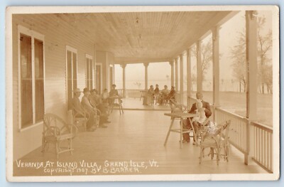 Grand Isle Vermont VT Postcard RPPC Photo Veranda At Island Villa 1907 Antique