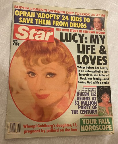 VTG Star Magazine Lucy My Life & Loves Oprah Liz Taylor Whoopi Goldberg 9/5/89
