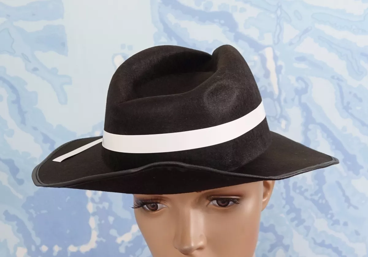 NJ Novelty Fedora Gangster Hat Black Pinched Hat Costume
