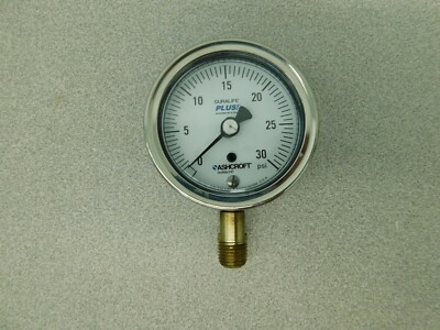 #ad #ad Ashcroft Analog Pressure Gauge 0 30 psi Range 2.5” Lower Mount Dry Dial 94577XLL $58.25