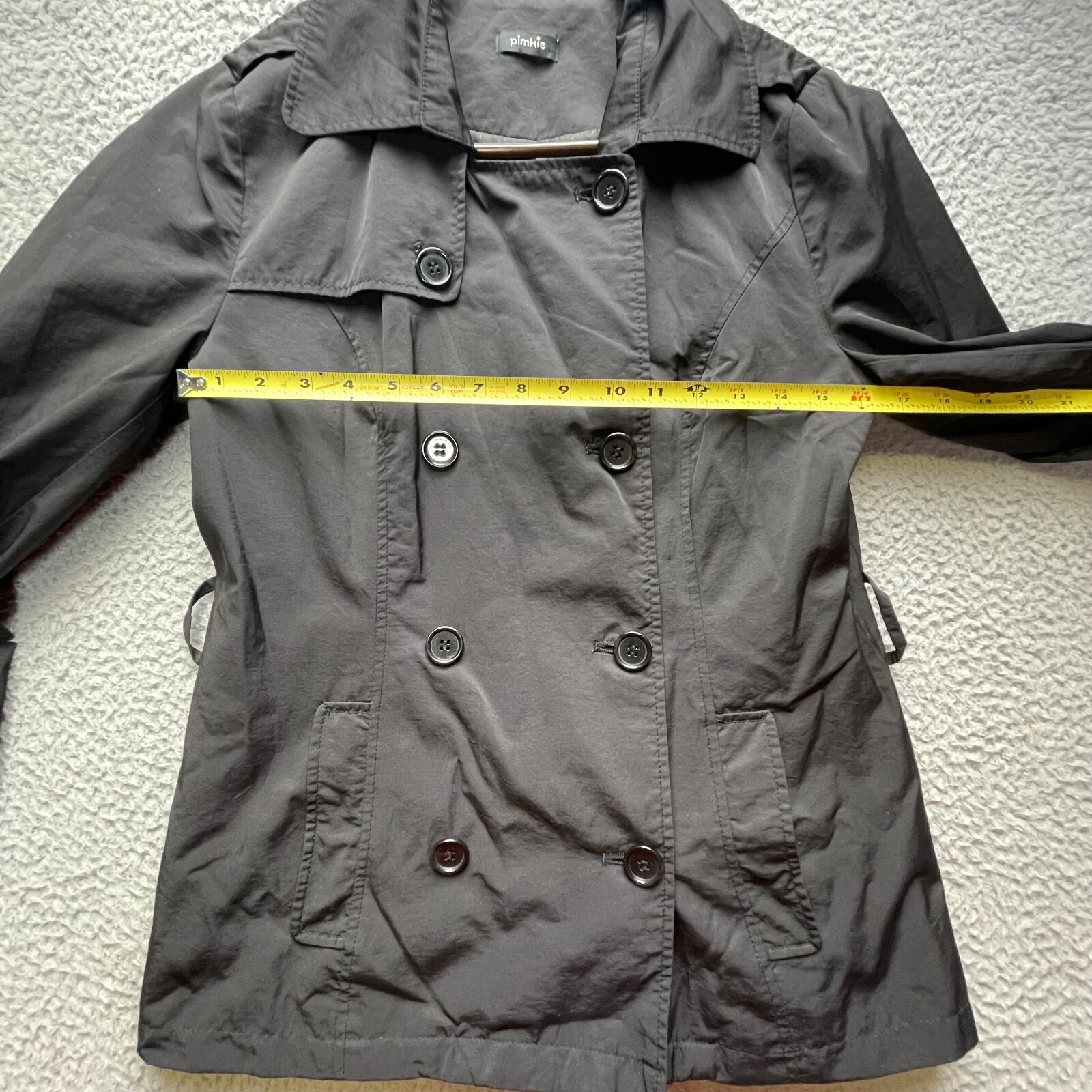 Pimkie Jacket Coat Womens Size 12 Black Button Front Long Sleeve image 4