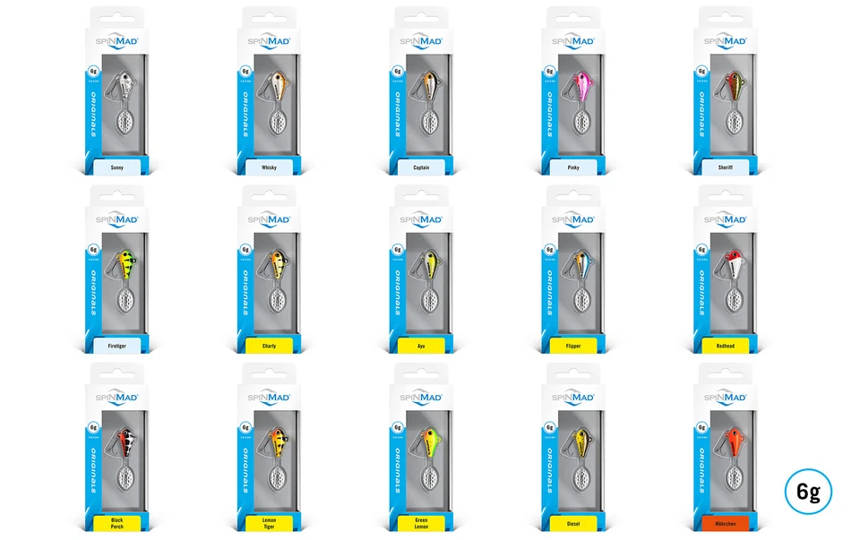 Lieblingsköder SpinMad Originals 6g 15 Farben Ayu Perch Tiger Sheriff Diesel usw