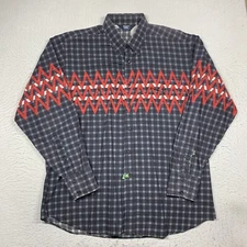 Panhandle Slim Brooks & Dunn Shirt Mens 17.5 36 Blue Plaid Long Sleeve