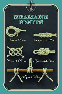 Blechschild 20x30 Seemanns Knoten Boot Segelschiff Schiff Regatta Wasser Sport W