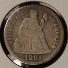1891-O 10c Seated Liberty Silver Dime - Better Date - Value Coin - SKU-T3543