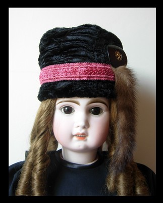Astrakan Doll Twin SFBJ Kestner Halbig Fur Hat Antique Doll