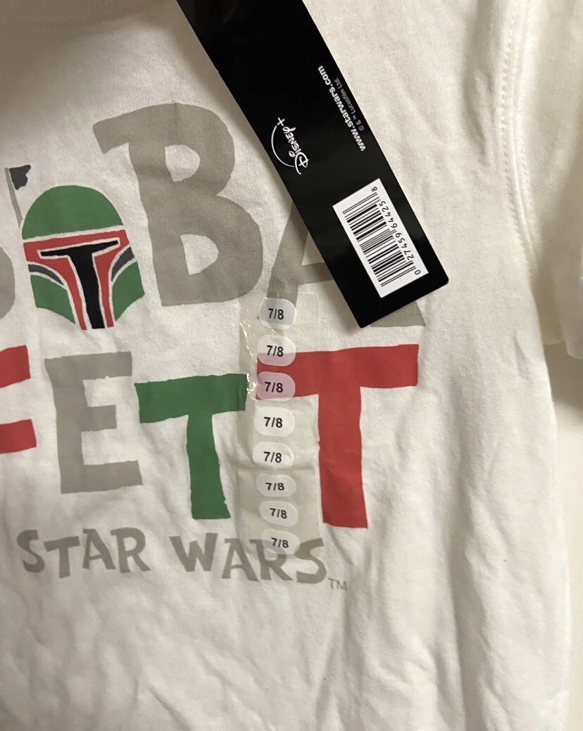 Star Wars Christmas Boba Fett White Girls Juniors T-shirt W/Red