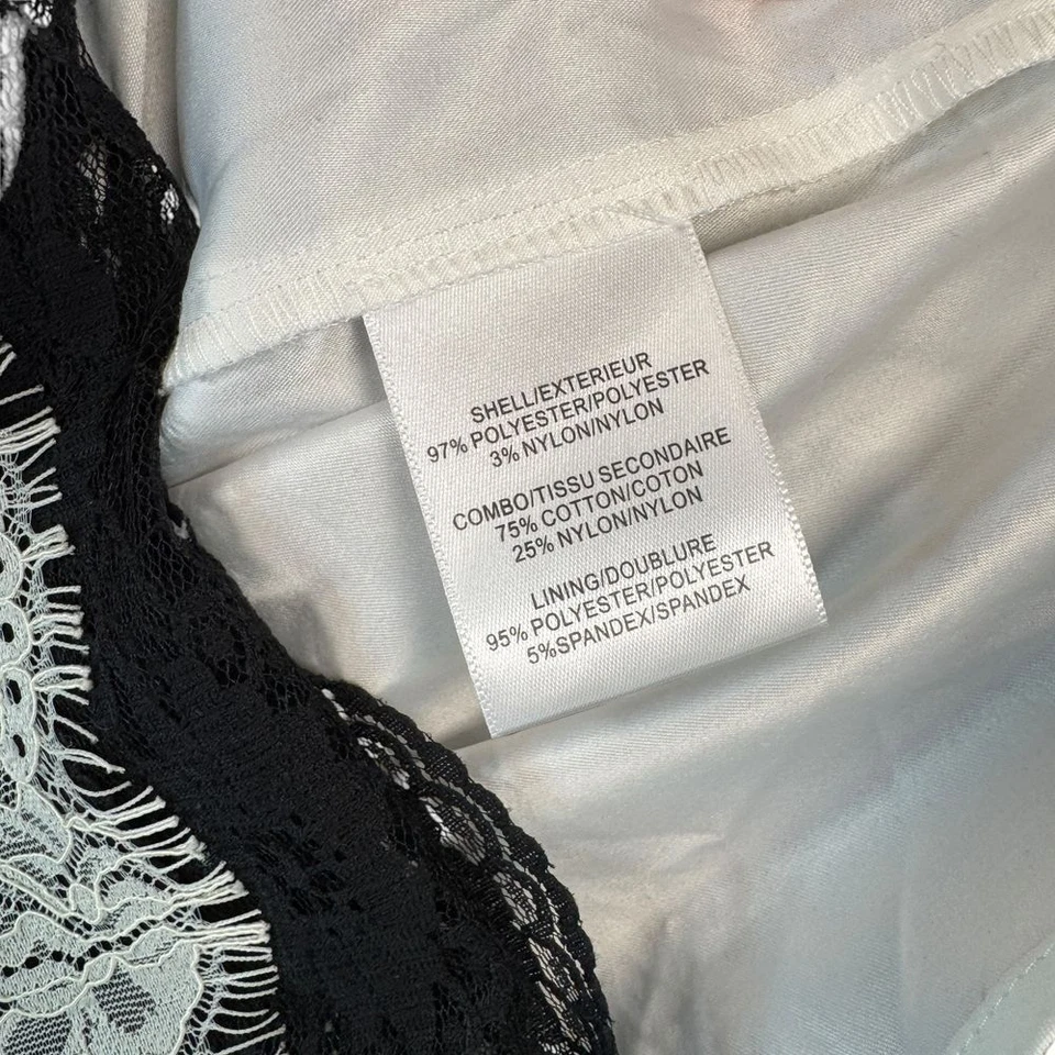 Belle Badgley Mischka Black White Lace Striped Cocktail Party Dress Size 2 - Image 4 of 4