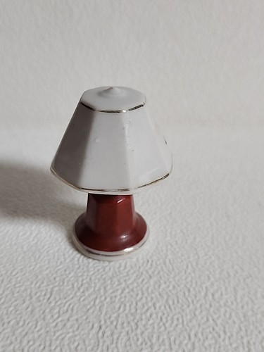 Vintage JAPAN Dollhouse Miniature Porcelain Table Lamp Floral Approx 2 1/8" tall - Picture 4 of 14