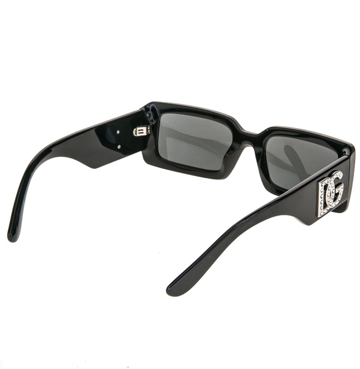 DOLCE & GABBANA 4447 Black Crystal Geometric Logo Narrow Sunglass