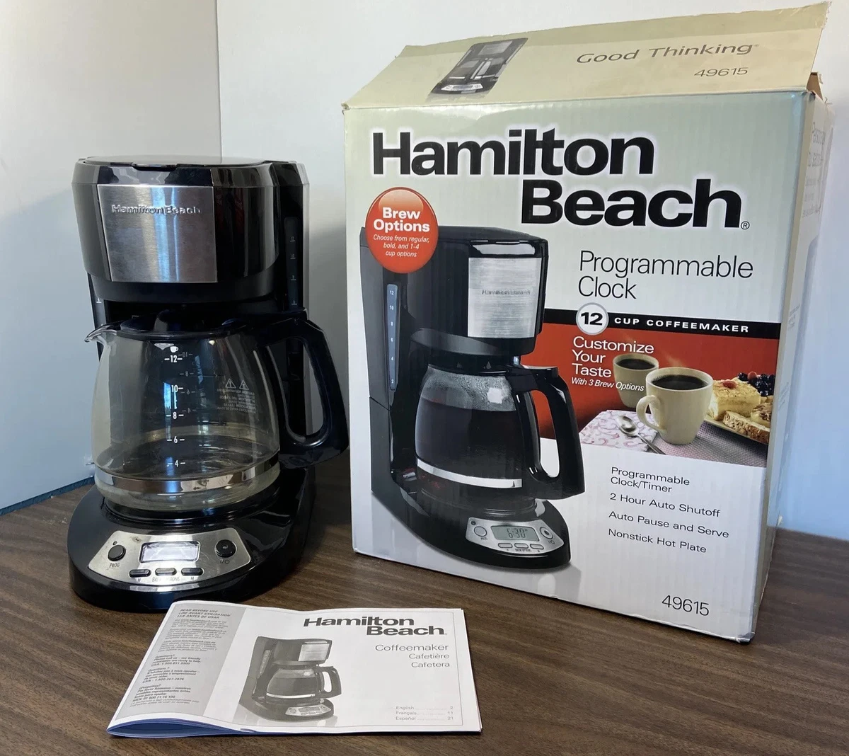  Hamilton Beach 49615C 12 Cup Programmable Coffee Maker Black: Drip  Coffeemakers: Home & Kitchen