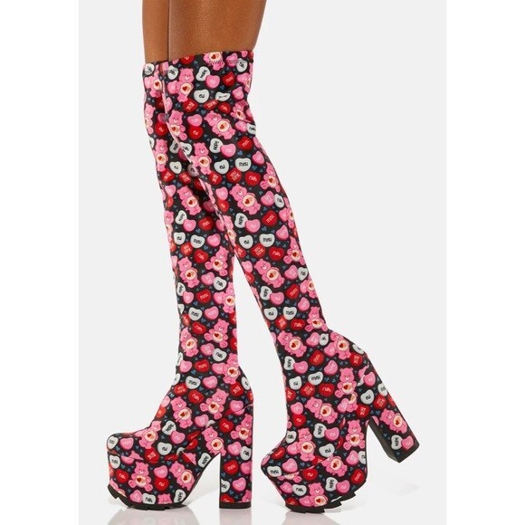 YRU X Labyrinth Care Bear Platform Boots (Goth, Alternative