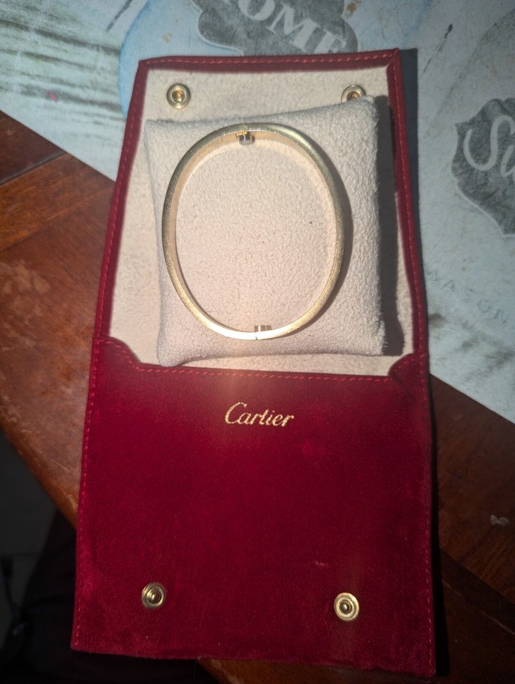 Cartier 18k Gold Plated Love Bracelet Replica With Red Suade Authentic