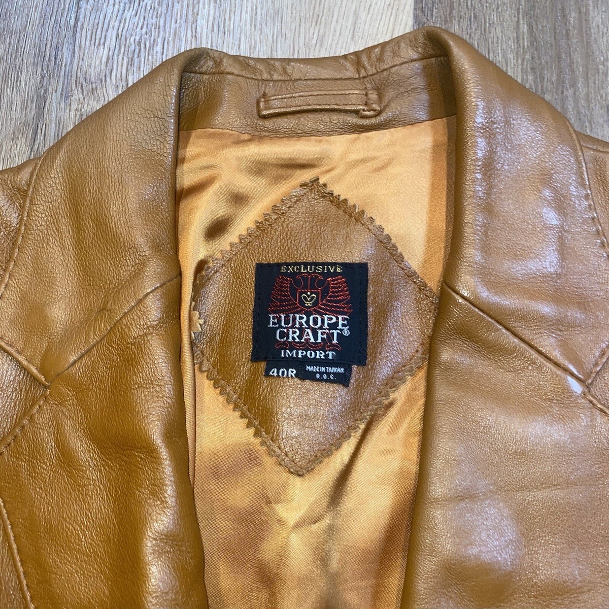 Europe Craft Leather Jacket Mens Vintage 60s 70s Blazer Coat 