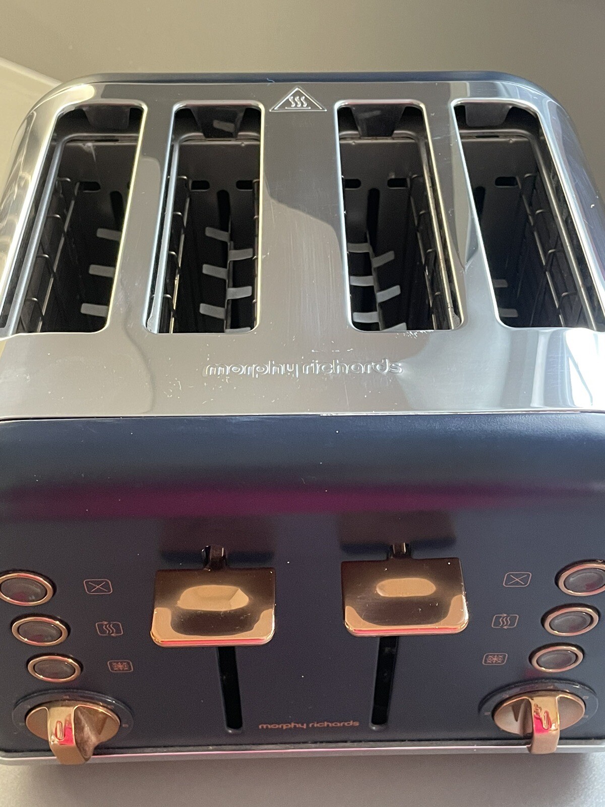 Morphy Richards Pyramid Kettle & 4 Slice Toaster Set. Dark Blue and