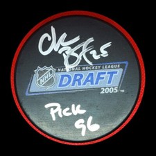 CHRIS BUTLER SIGNED AUTOGRAPHED 2005 NHL DRAFT PUCK BLUES FLAMES SABRES