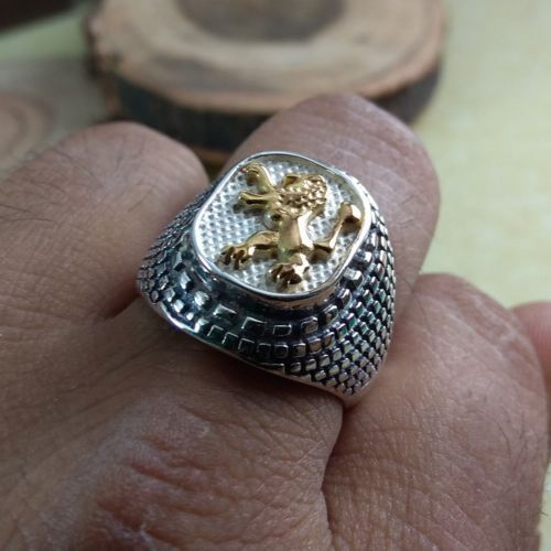 Solid 925 Sterling Silver Designer Lion Head Signet Partywear Gift Men's Ring - Picture 3 of 12