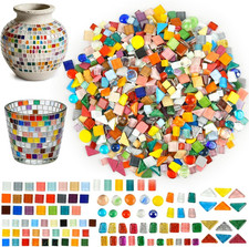 1500G/3.3Lb Glass Mosaic Tiles for Crafts Bulk Assorted Small Tiles for Crafts M