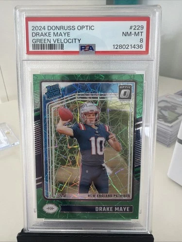 2024 Panini Donruss Optic RC Drake Maye #229 Green Velocity Prizm PSA 8