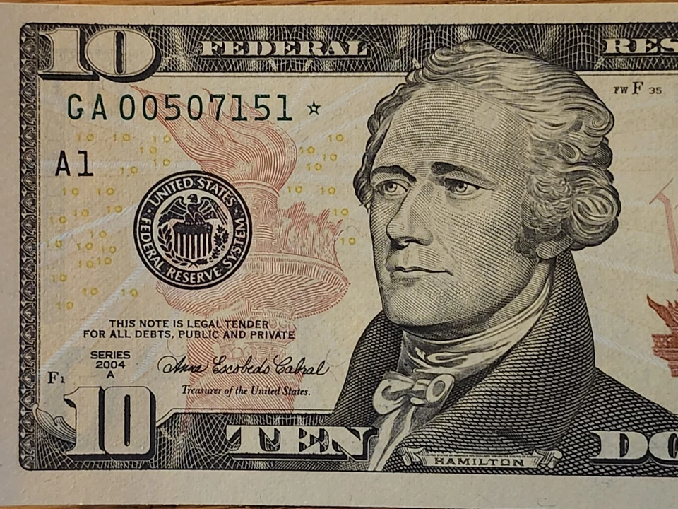 2004A $10 "STAR NOTE" BOSTON DISTRICT UNC/GEM LOT (3) CONS SERIAL # 00 START - Image 3 of 4