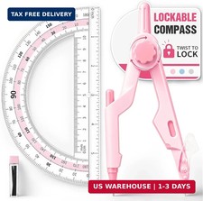 Lockable Compass and Protractor Set, Metal Compass Drawing Tool