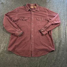 St Johns Bay Chamois Shirt Mens XL Tall Maroon Heavyweight Cotton Flannel 90s
