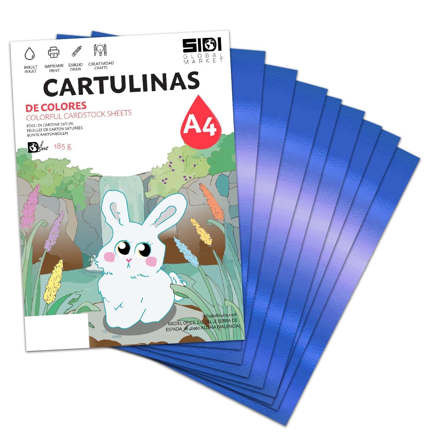 Carton A4 bleu métallisé 230g feuille carton brillance réfléchissante travaux manuels