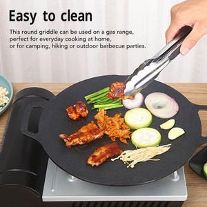 Portable Double Handle Korean Grill Pan For Gas Cooker BBQ Griddle For Outdoor C
