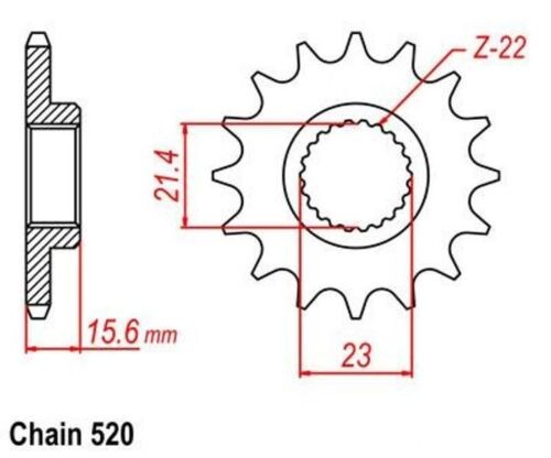 Pignon 15 dents anti-vibration pour chaîne 520 Yamaha XT 600 Z