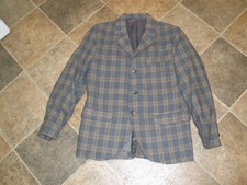 Vintage Boy's Blazer Brown/Blue Plaid 3 Buttons see measurements 112