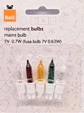 B&Q 05080366 05080359 5 x Coloured Spare Inc Fuse Christmas Fairy Lights 7v 0.7w