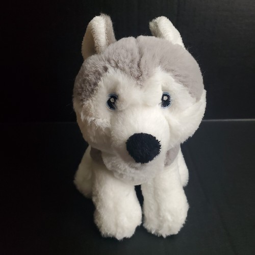 Aurora Eco Nation Gray Husky Dog Wolf Plush 8" Stuffed Animal 2021 Sewn Eyes - Picture 2 of 9