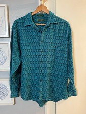 Vintage 90s Retro Levi's Teal Patterned Long-Sleeve Button Down Shirt Size L