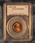 1909 VDB LINCOLN CENT WHEAT PENNY PCGS MS65RB