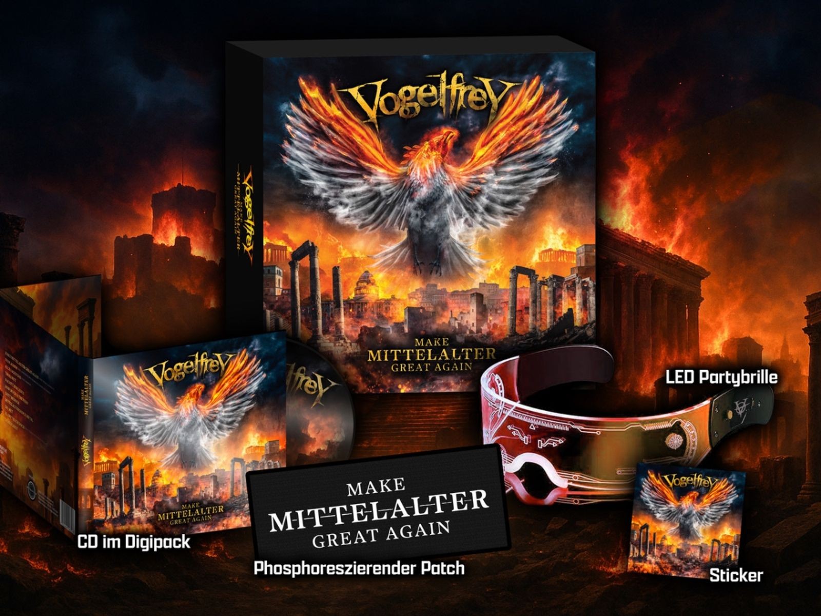 Make Mittelalter Great Again (Fanbox inkl. CD Digipak, Sticker, Patch, LED Partybrille) - Bild 2