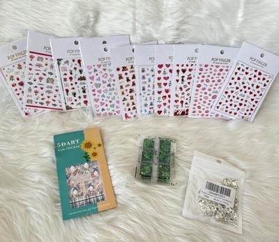 Lot Of Nail Art Stickers And Nail Charms Different Occasions Heart, Love, Etc.