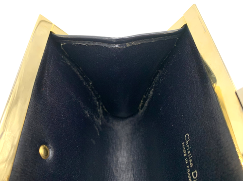 Christian-Dior Vintage Mini Clutch Handtasche Tasche CD Trotter Canvas marineblau authentisch - Bild 14 von 17