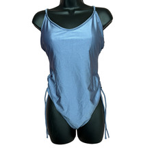 CUPSHE Women's Teal Blue High Cut Ruched One Piece Swimsuit Size XL New Beach
