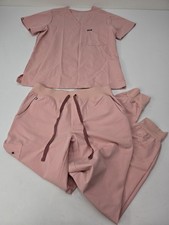 FIGS Scrub Set Pink Sand Catarina Top  Zamora Jogger Bottoms Size M Womens
