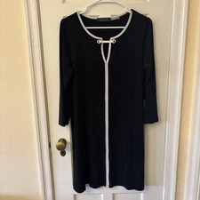 Ivanka Trump Black And White Classic Dress Gold Accents Soft Medium