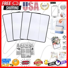 4Pcs Page Magnifying Sheet 3X Lightweight Optical Plastic Fresnel Lens Bookma...