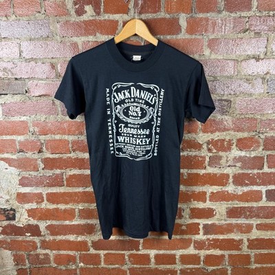 Vintage Jack Daniel's Shirt Mens Medium Devknit Black Tennessee Whiskey 80s 90s