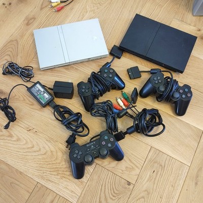 Pair Sony PlayStation 2 PS2 Slim 77001 75001 Console Parts Or Repair Only AS IS