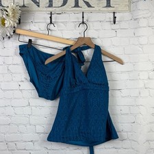 COLE of CALIFORNIA 2 Piece Halter Tankinki Top Bikini Bottom Swimsuit size XL