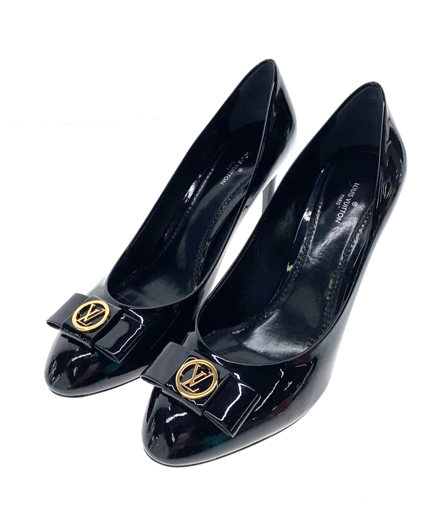 Louis Vuitton LV Logo Ribbon Design Pumps Black Women's