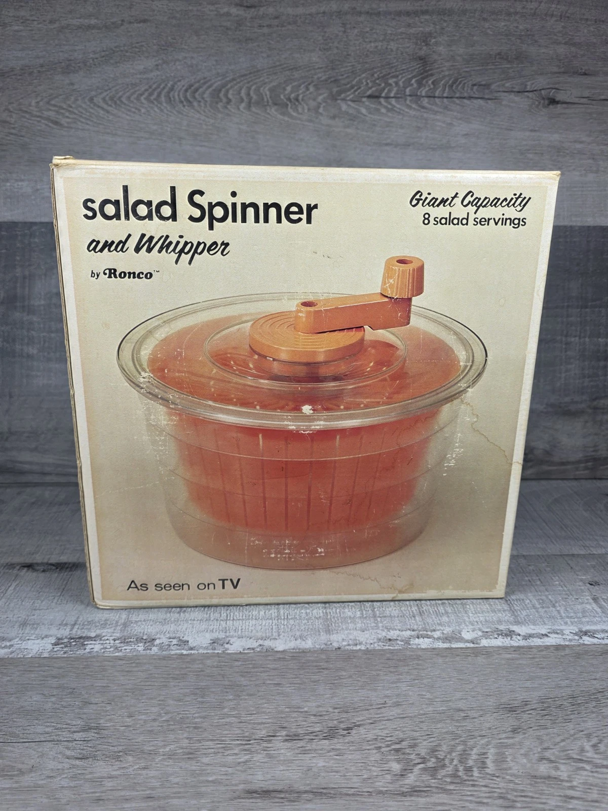 Vintage Burnt Orange Ronco 1975 Salad Spinner & Whipper b314