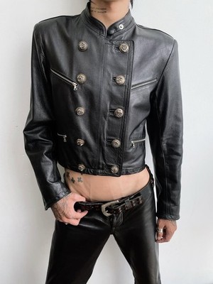 ［GRANCY] Napoleon Leather Blouson /S ZILLI NAPOLEON FRANCE LAMBSKIN Leather Silk moto jacket BLACK 52